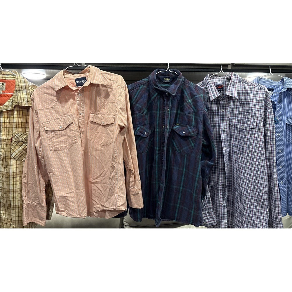 Lot 5 Men's, Cowboy, Western, Wrangler, Roper,Oshkosh Pearl Snap, Shirts Resell - Picture 2 of 16